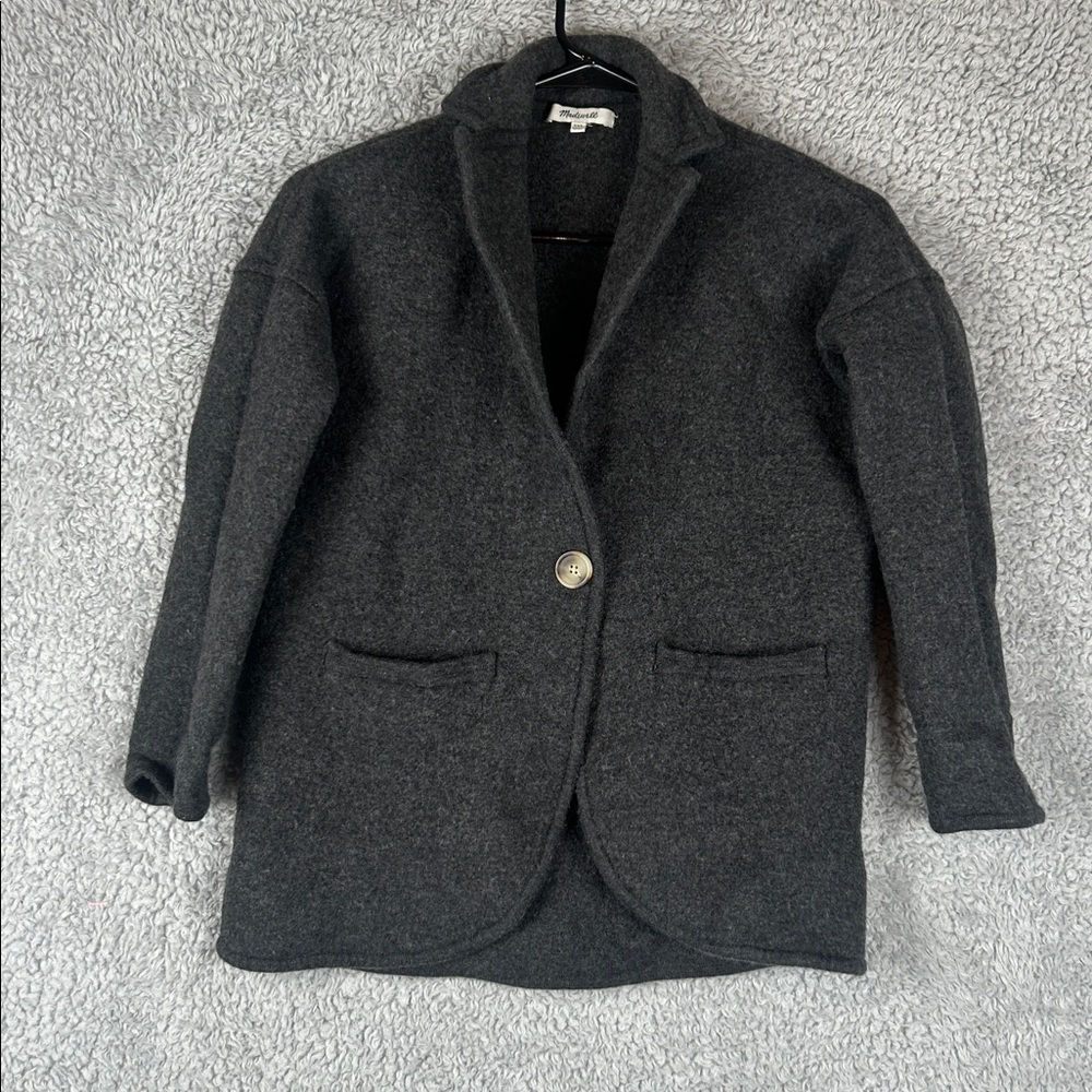 Madewell Short Blazer 100% Merino Wool Dropped Shoulder Dark Gray Size XXS
